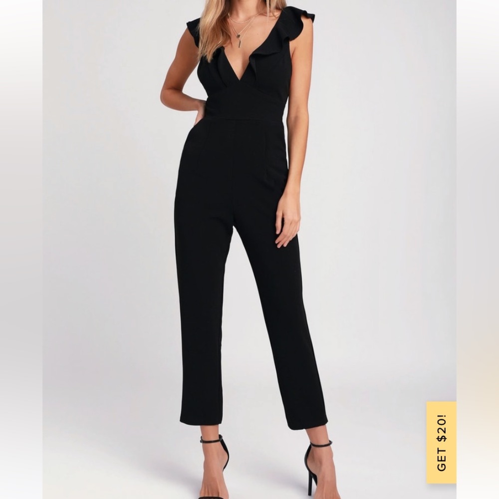 Lulu’s  black ruffle back jumpsuit